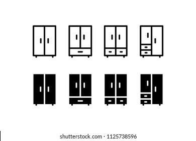 Cabinet Icon Design Symbol Vector Set Wardrobe Interior