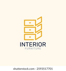 Cabinet icon design vector. Interior furniture logo design.