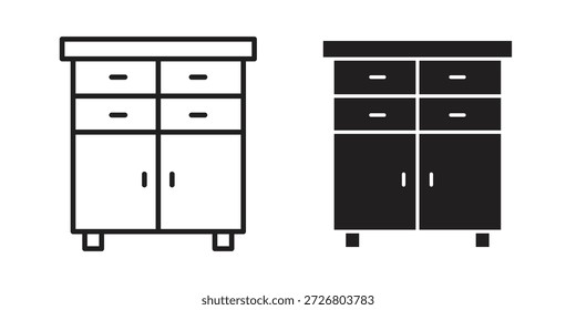 Cabinet icon flat simple icon. Liner version - stock vector.