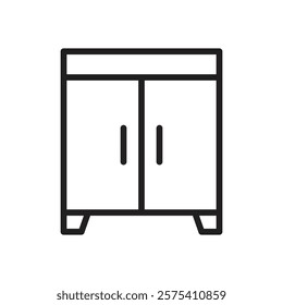 Cabinet icon Flat vector set outline