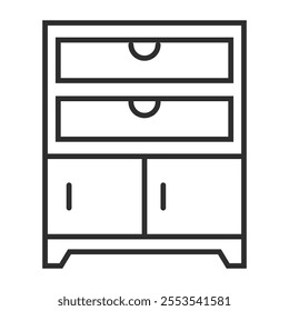 Cabinet icon, Furniture symbol outline icon, editable vector illustration and transparent graphic element. Isolated on white background