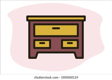Cabinet icon line filled color concept related Appliance and Household. Furniture Related.

