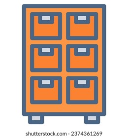 Cabinet icon or logo illustration filled outline color style. Icons office color.