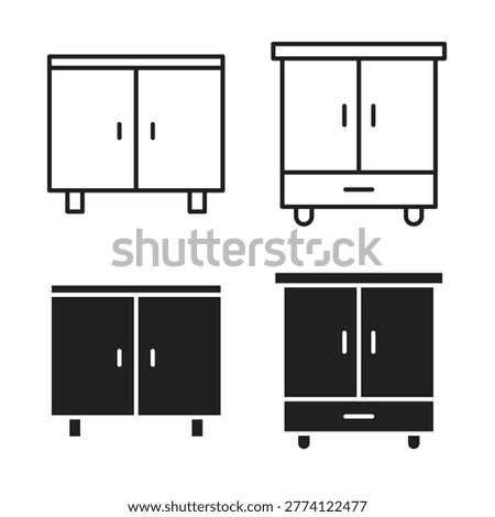 Cabinet icon on white background. Editable stroke and clipart icons