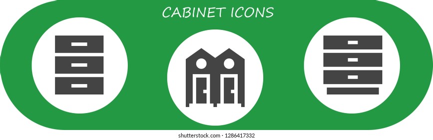  cabinet icon set. 3 filled cabinet icons. Simple modern icons about  - Cabinet, Dressing room, Drawers