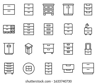 Cabinet icon set. Collection of high-quality black outline logo for web site design and mobile apps. Vector illustration on a white background.