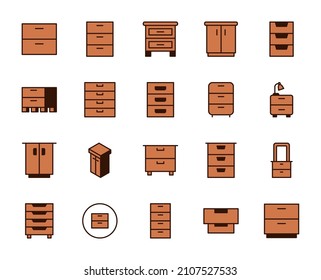Juego de iconos de archivador. Colección de logotipo de esquema de color de alta calidad para diseño de sitios web y aplicaciones móviles. Ilustración vectorial en un fondo blanco.