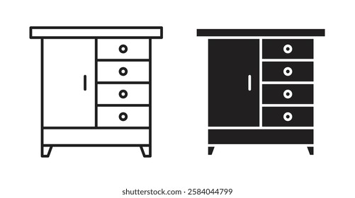 Cabinet icon set in thin line. vector illustrations for web