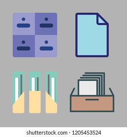 cabinet icon set. vector set about drawers, filing cabinet and file icons set.