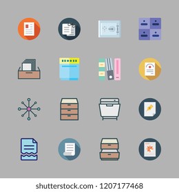 cabinet icon set. vector set about filing cabinet, data storage, file and safe deposit icons set.