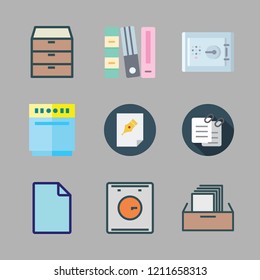 cabinet icon set. vector set about file, dishwasher, safe deposit and files icons set.