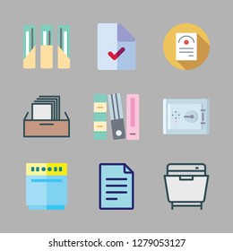 cabinet icon set. vector set about file, safe deposit, filing cabinet and dishwasher icons set.