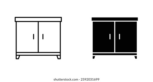 Cabinet icon symbol collection on white background.