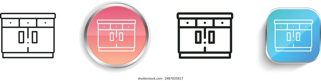 cabinet icon. Thin Linear, Regular and Button Style Design Isolated On White Background
