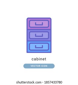 cabinet icon vector illustration. cabinet icon lineal color design.