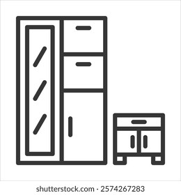 Cabinet Icon Vector Illustration Outline