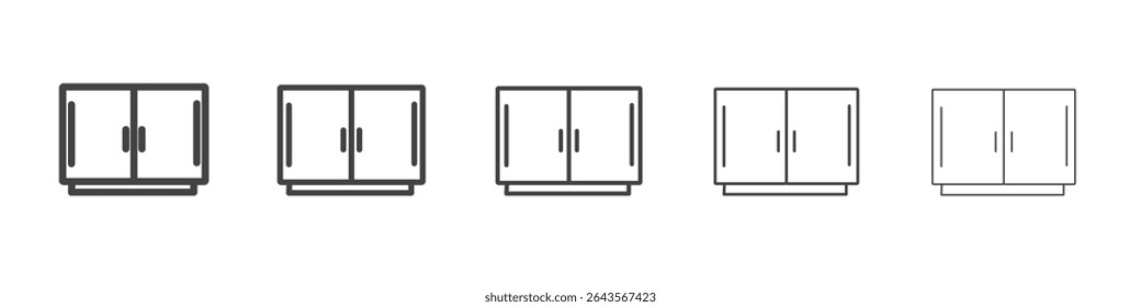 Cabinet icon vector outline set illustration sign