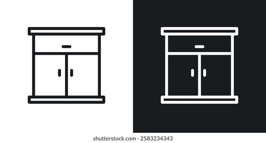 Cabinet icons in black and white liner strokes for web design.