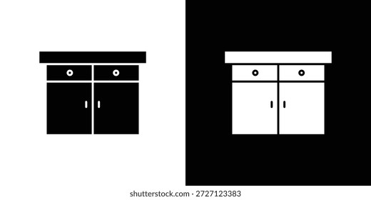 Ícones de gabinete conceito de vetor plano. Ilustrações em preto e branco