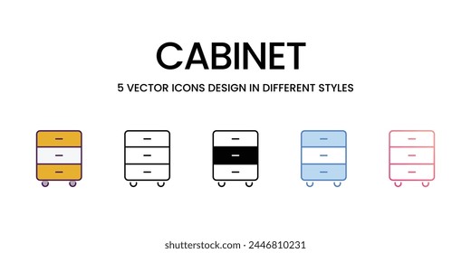 Iconos de gabinete establecidos en ilustración de stock de Vector de estilo diferente