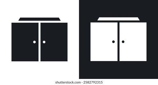 Cabinet icons set vectors black and colored style