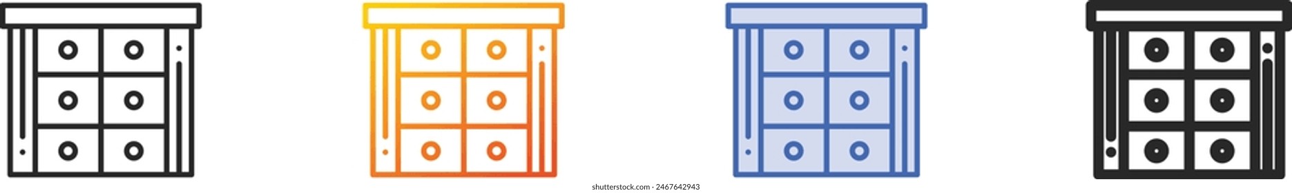 cabinet icon.Thin Linear, Gradient, Blue Stroke and bold Style Design Isolated On White Background
