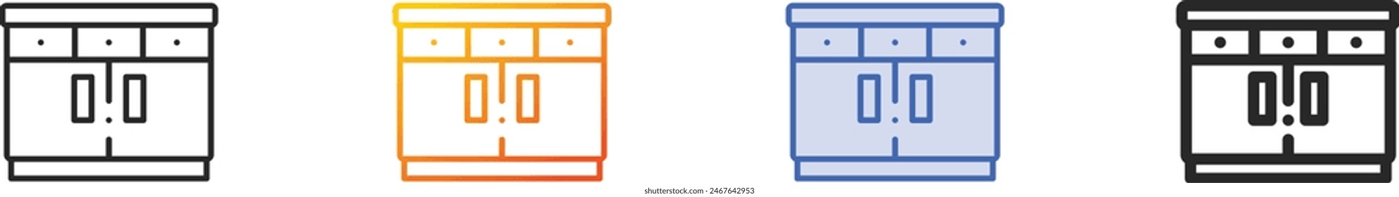 cabinet icon.Thin Linear, Gradient, Blue Stroke and bold Style Design Isolated On White Background