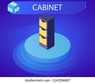 Cabinet isometric design icon. Vector web illustration. 3d colorful concept