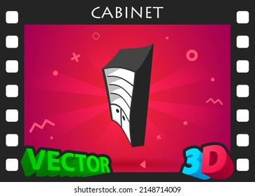 Cabinet isometric design icon. Vector web illustration. 3d colorful concept