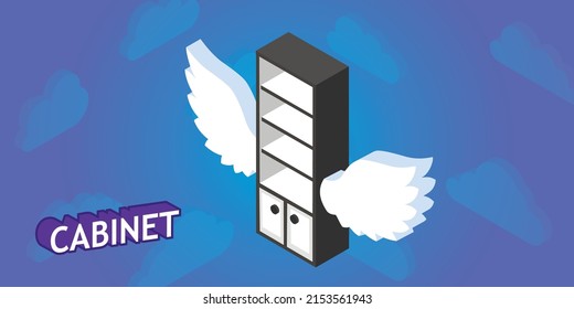 Icono de diseño isométrico del gabinete. Ilustración web de vectores. 3.ª colorida concepción