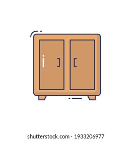 Cabinet Line Icon Isolated On White Background