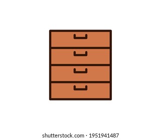 Icono de línea de gabinete. Símbolo vectorial en estilo plano y a la moda sobre fondo blanco. Canto de Office para diseño.