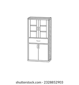 Cabinet line simple furniture minimalist logo, vector icon illustration design template