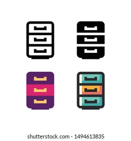 Cabinet logo icon design in four style. Line, Solid, Flat Gradient and Color Line style