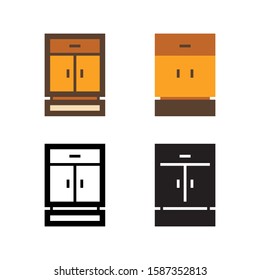 Cabinet logo icon design in four style. Line, Glyph, Flat and Color Line style
