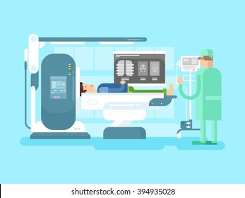 Cabinet with an MRI device