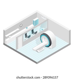 Cabinet MRI isometric room set vector graphic illustration