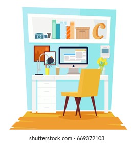 Cabinet office interior. Vector Flat Illustration