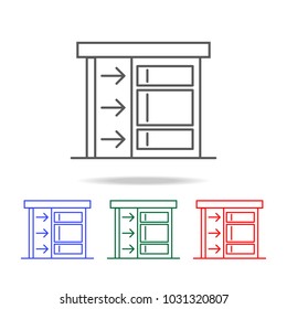 cabinet with an open door icon. Elements in multi colored icons for mobile concept and web apps. Icons for website design and development, app development on white background