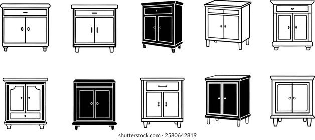 Cabinet Outline Template Icon Design