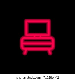Cabinet red glowing neon ui ux icon. Glowing sign logo vector