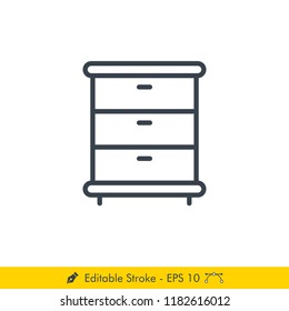 Cabinet (Shelf) Icon / Vector - In Line / Stroke Design
