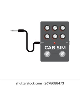 Simulador de gabinete Stomp Box Efecto de guitarra Pedal Vector Fondo aislado