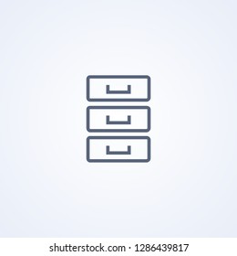 Cabinet stationery, archive box, vector best gray line icon on white background, EPS 10