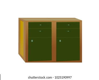 Cabinet with Suede Cloth - Cartoon Vector Image