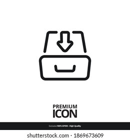 Cabinet symbol Vector line icon illustration mobile application. Simple flat modern design style. Black color.