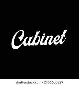 cabinet text on black background.