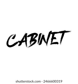 cabinet text on white background.