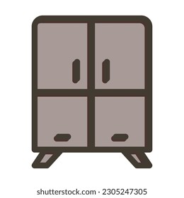 Cabinet Thick Line Filled Colors For Personal And Commercial Use.
