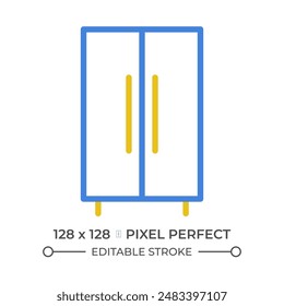 Cabinet two color line icon. Bedroom, living room organization. Modern apartment. Furniture store category bicolor outline symbol. Duotone linear pictogram. Isolated illustration. Editable stroke